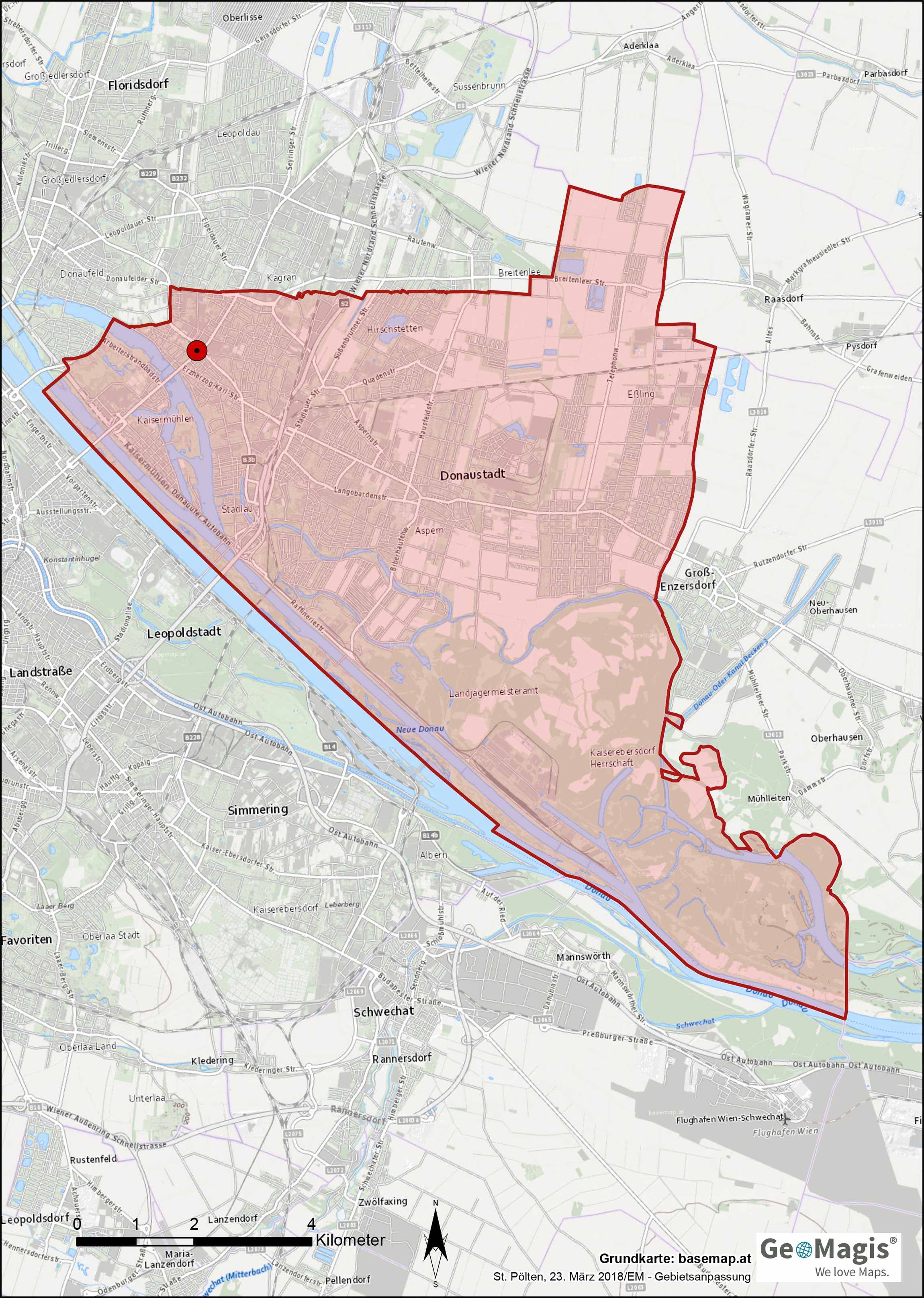 Wien, Donau Zentrum Zustellgebiet