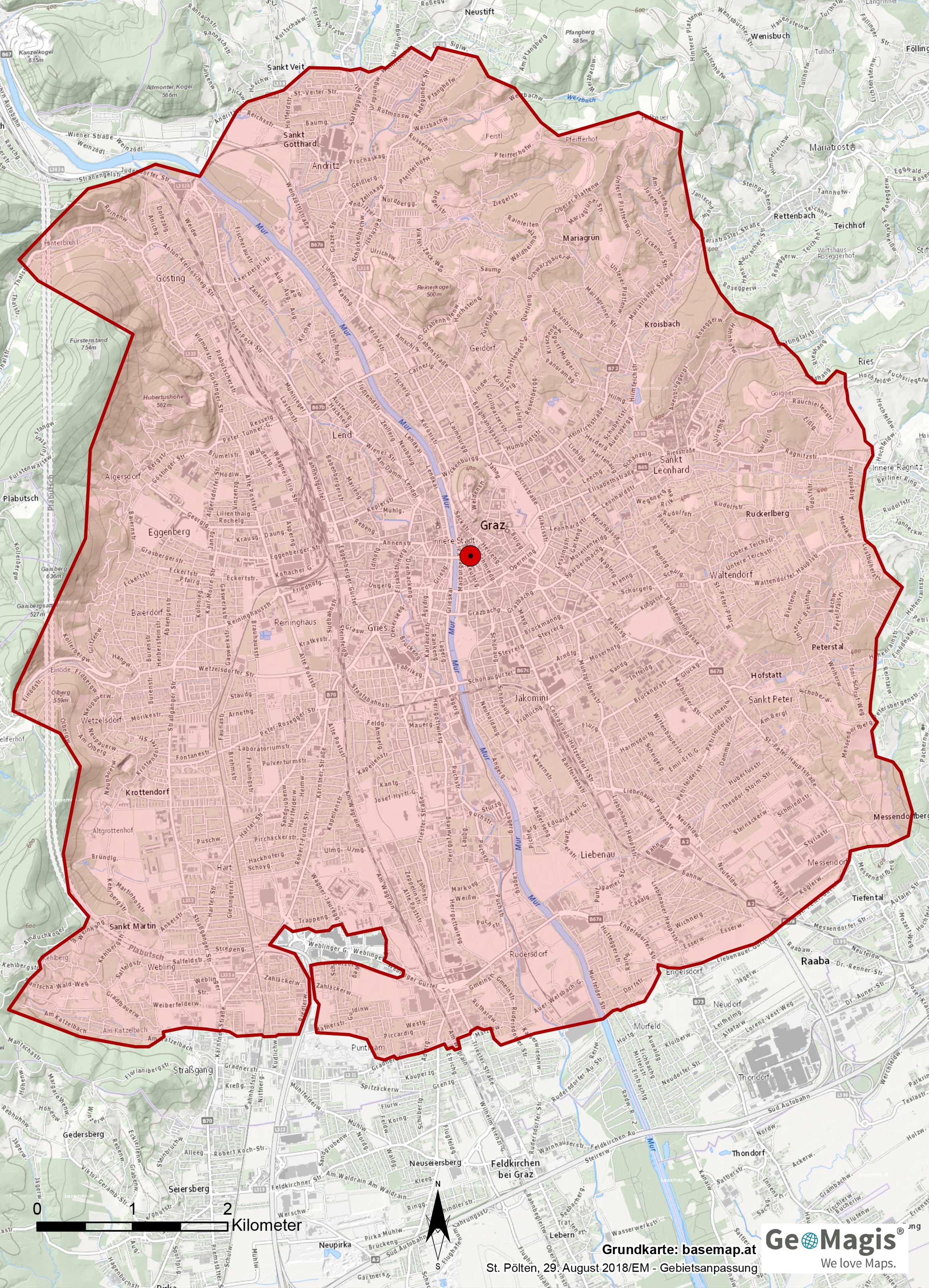 Graz, Sparkassenplatz Zustellgebiet