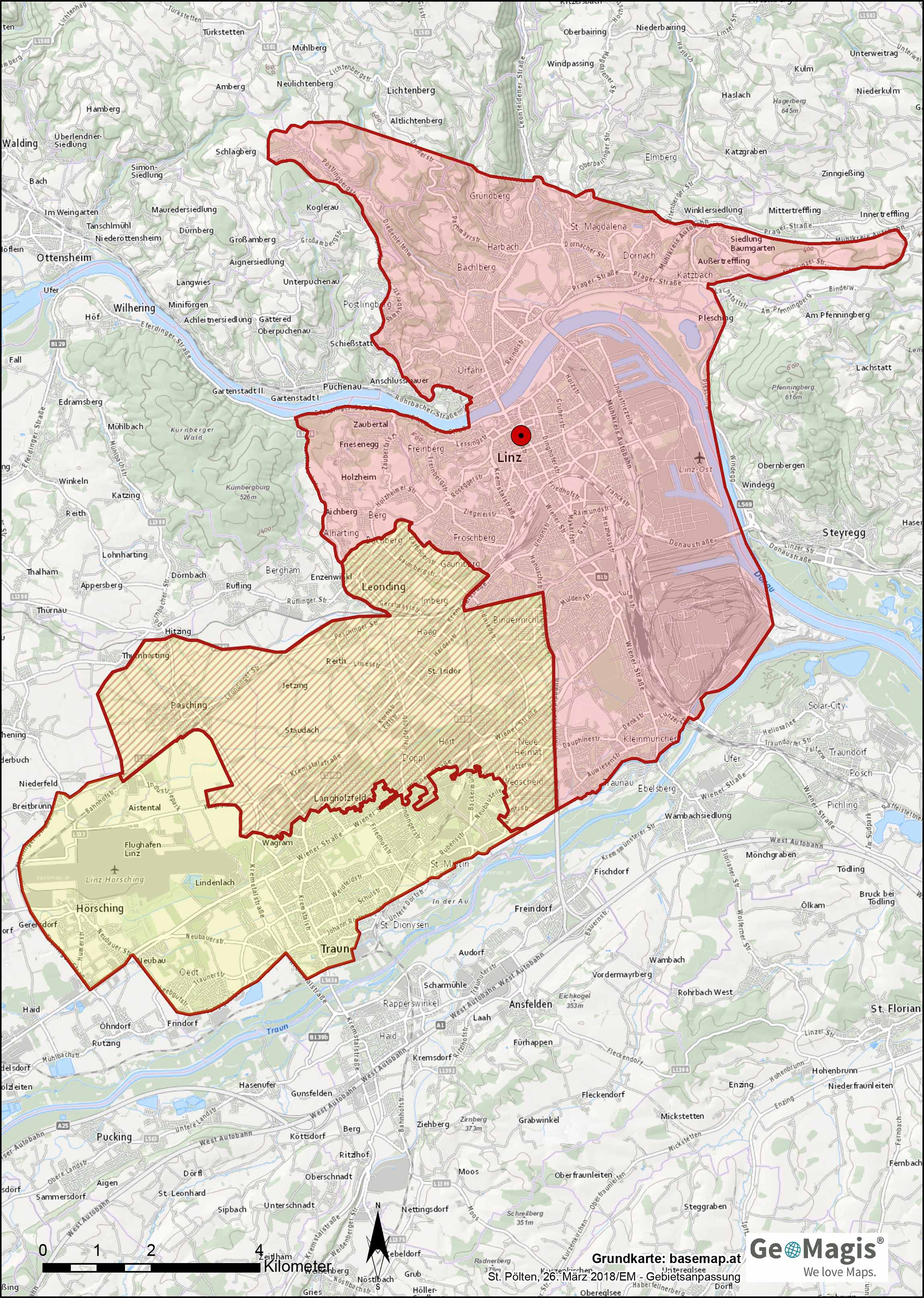 Linz, Passage Zustellgebiet