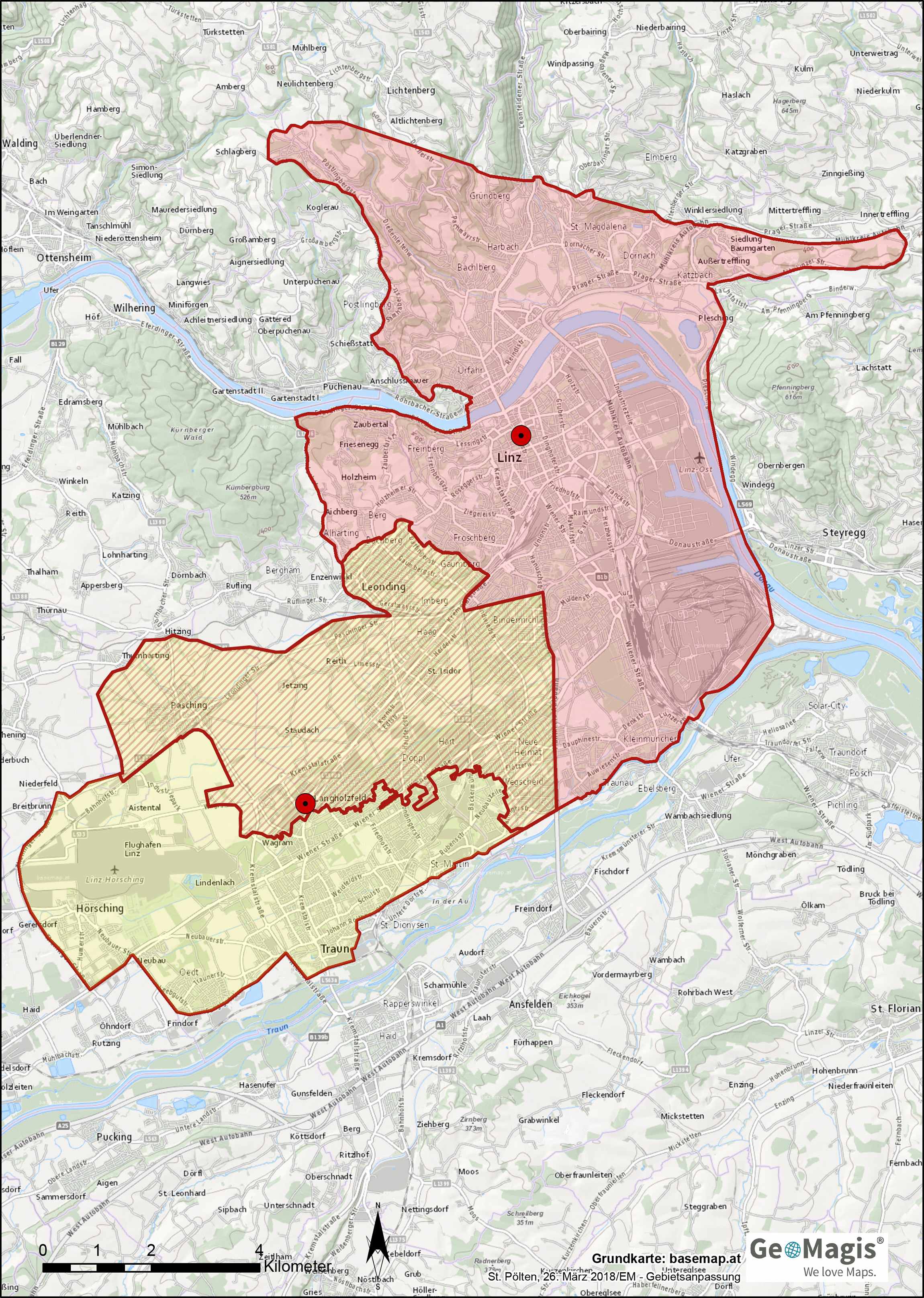 Linz, PlusCity Zustellgebiet